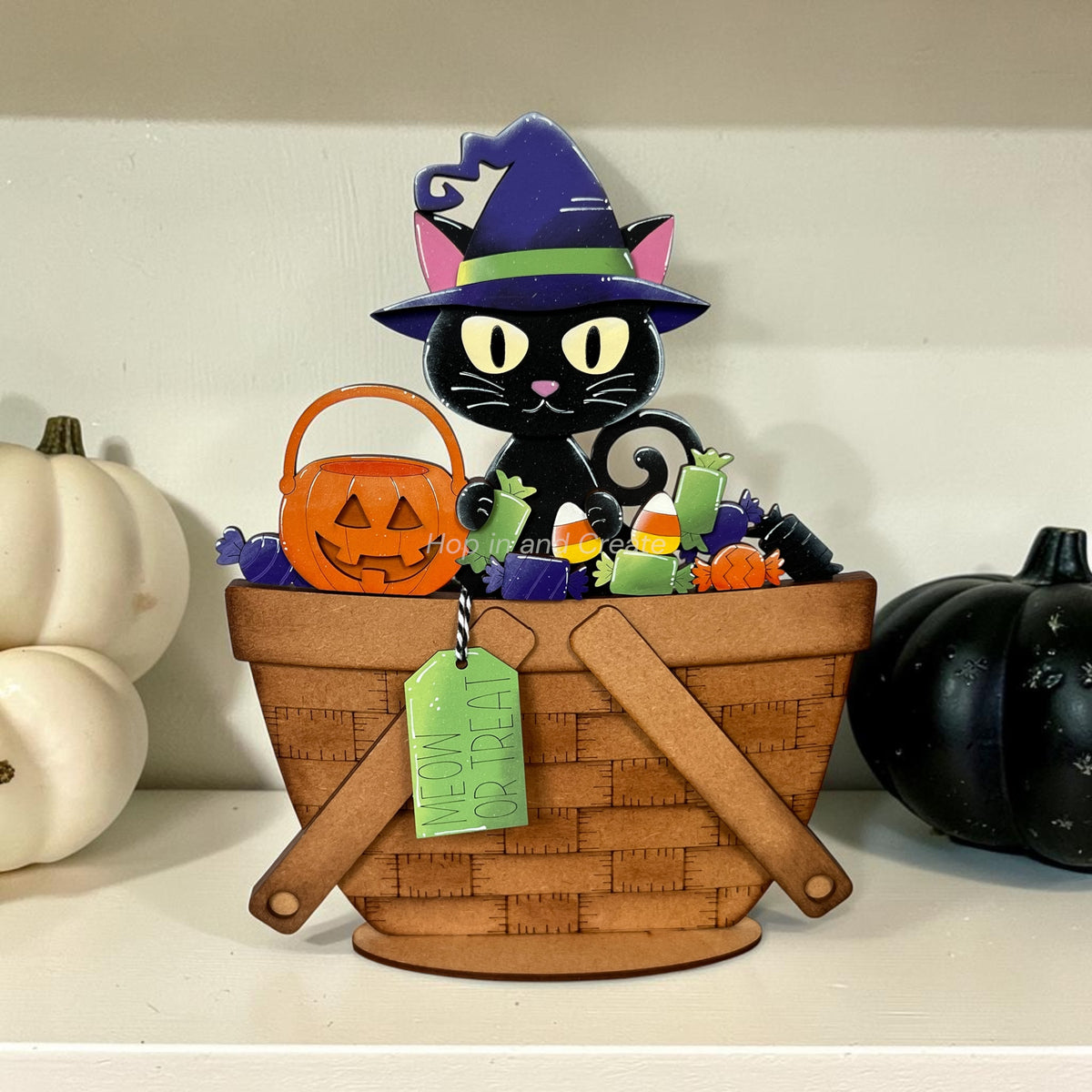Halloween Black Cat Basket Insert Full Size | Interchangeable Halloween Decor