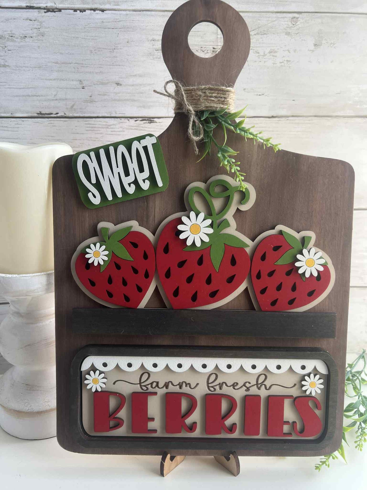 Spring Summer Farm Fresh Strawberry Hanging Truck | Cutting Board