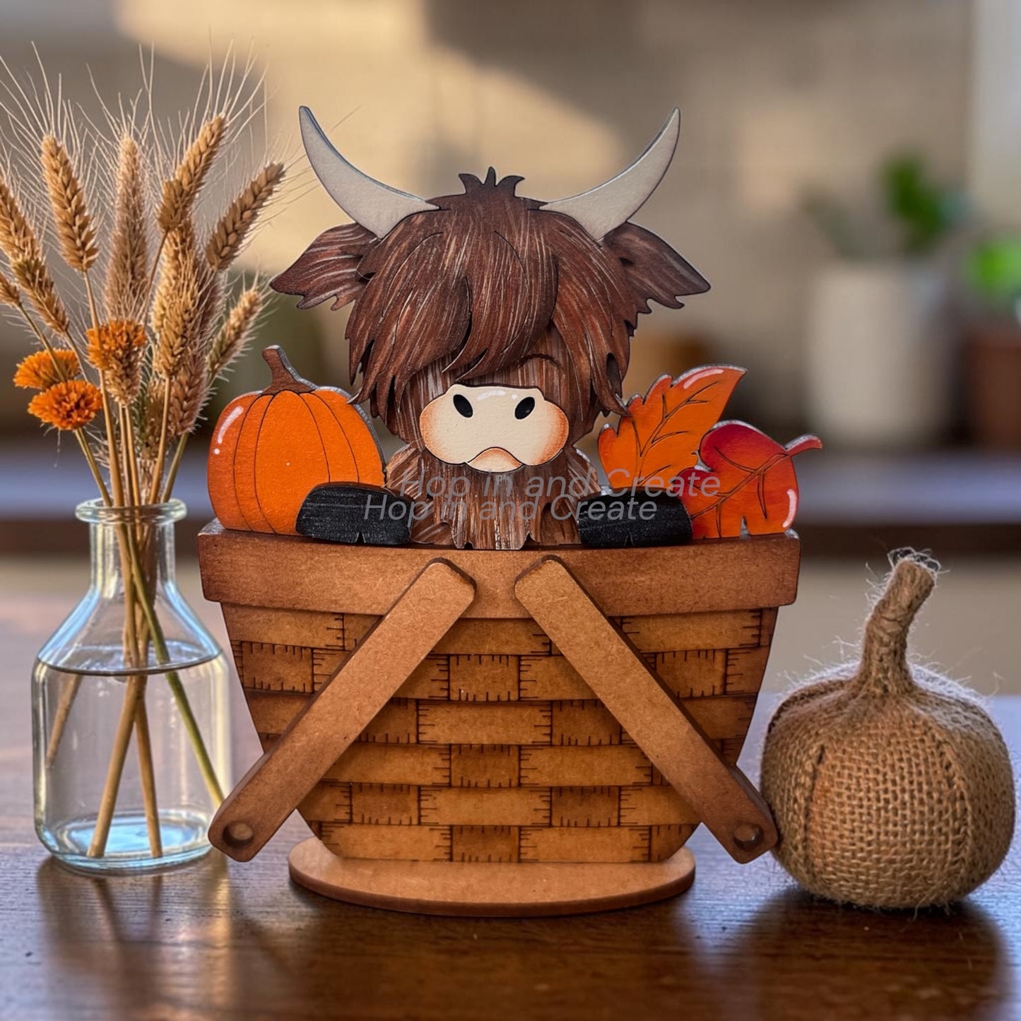 Highland Cow Fall Mini Basket Insert