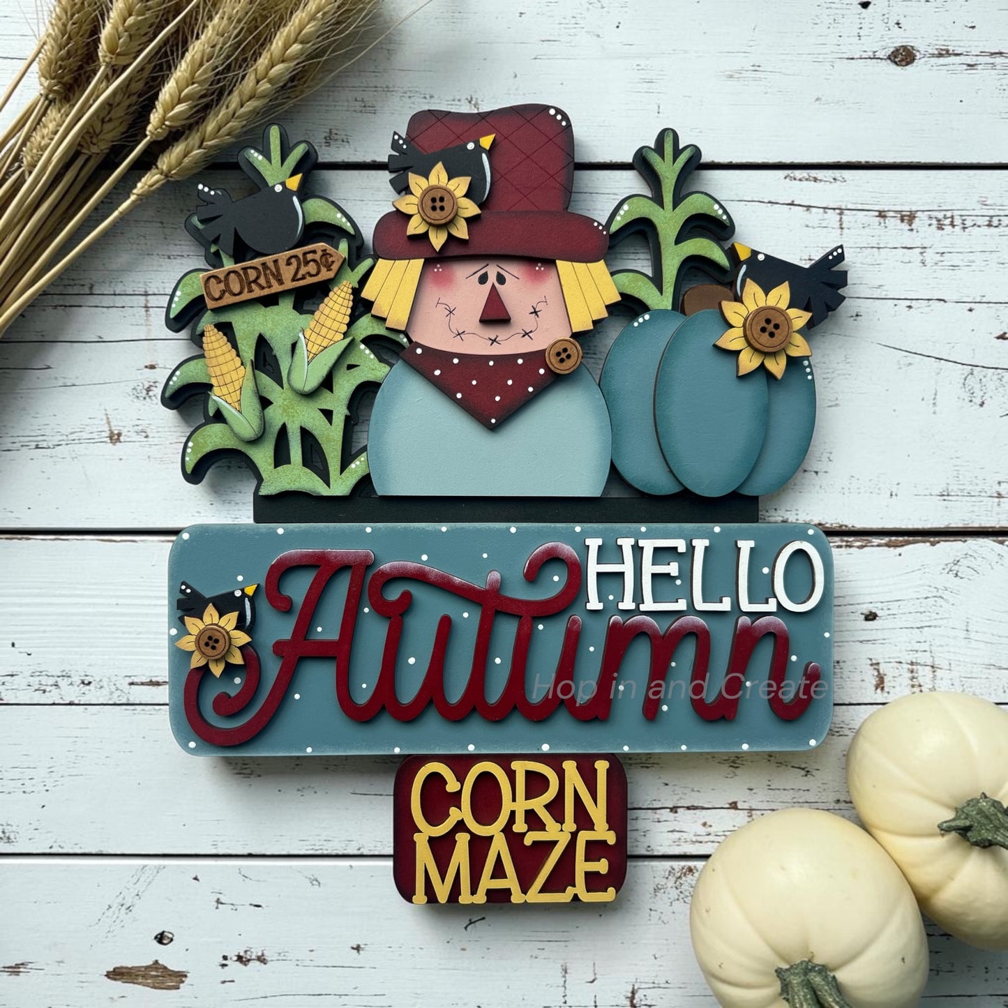 Scarecrow Truck Insert | Interchangeable Truck Decor | Hello Autumn Fall Truck Insert | Farmhouse Fall Décor