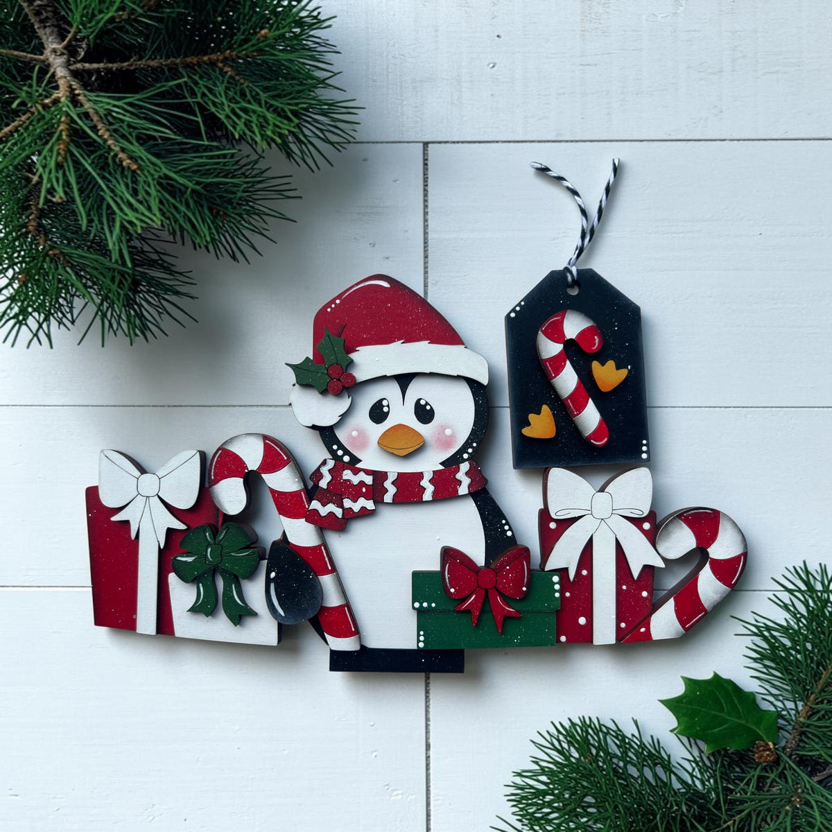 Christmas Penguin Basket Insert – Full Size | Interchangeable Christmas Decor