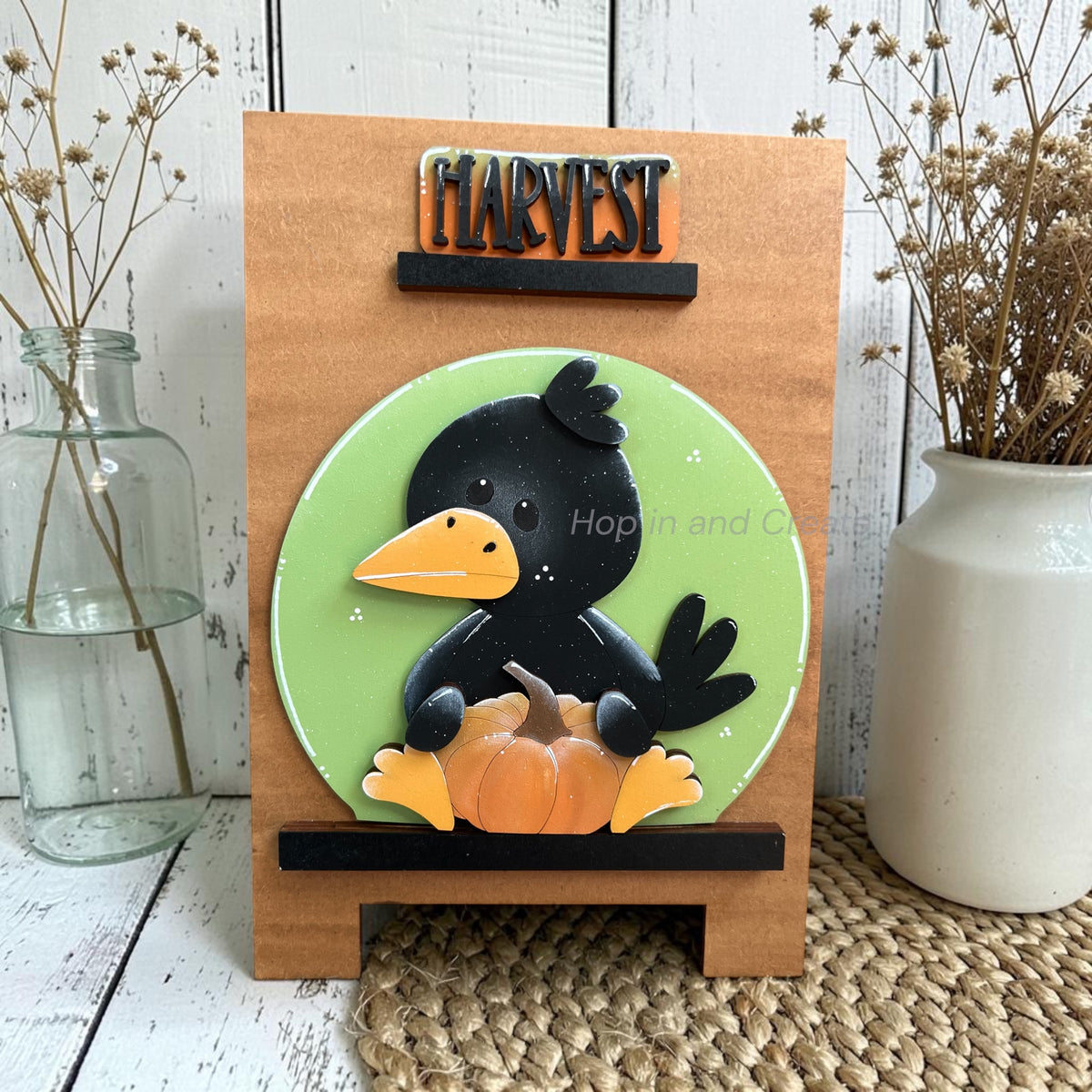 Fall Crow Pumpkin Patch Easel Globe Insert