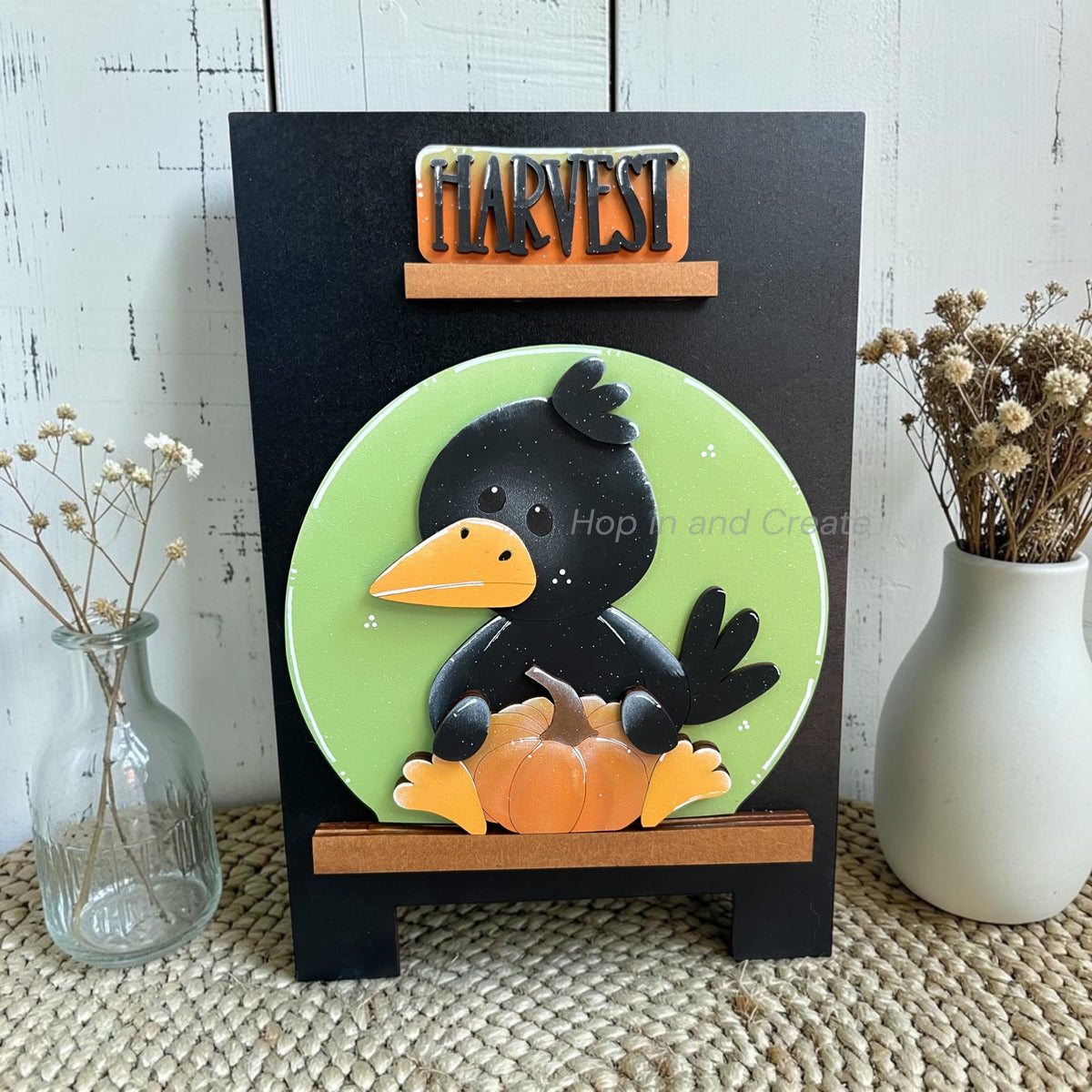 Fall Crow Pumpkin Patch Easel Globe Insert