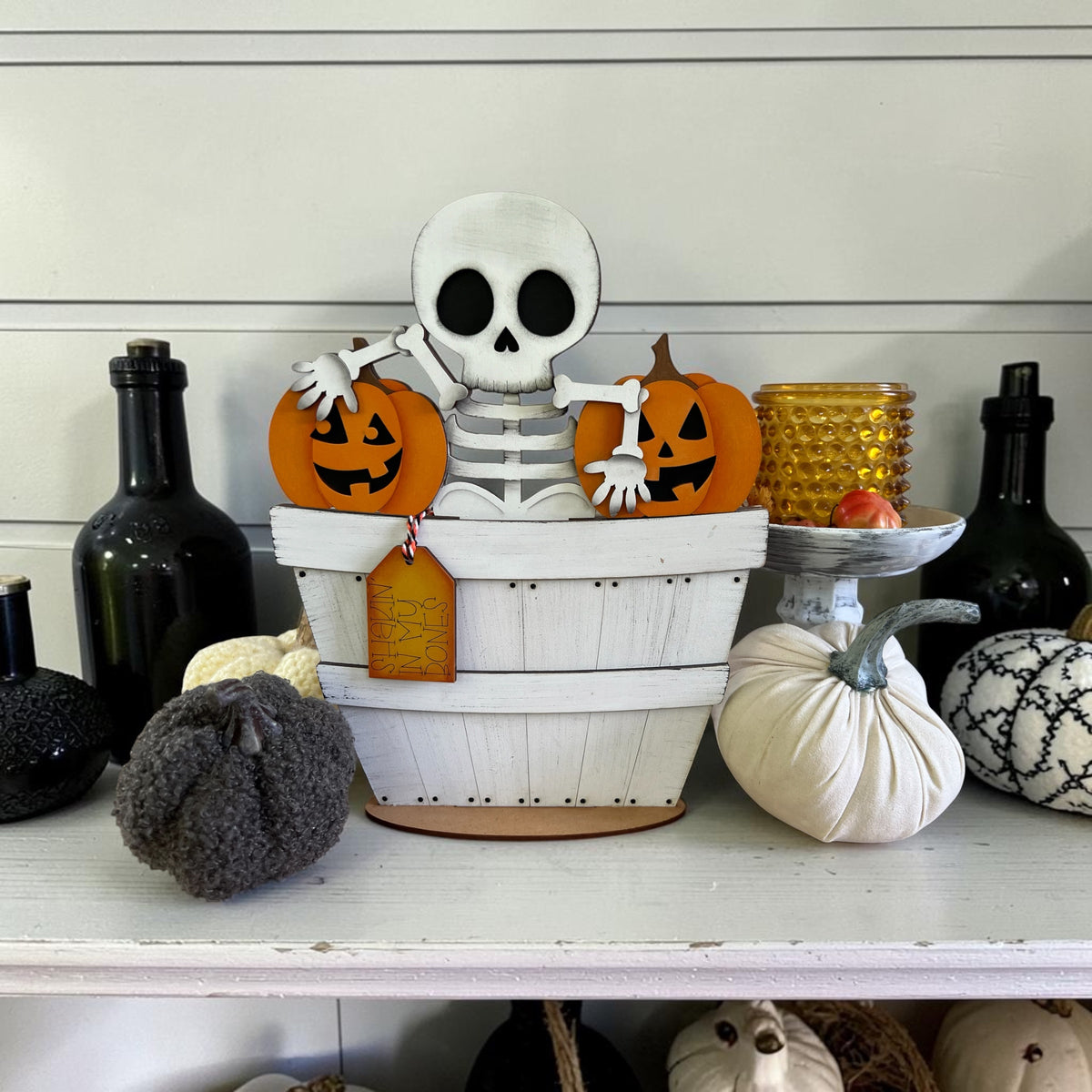 Cute Skeleton Halloween Full Size Basket Insert