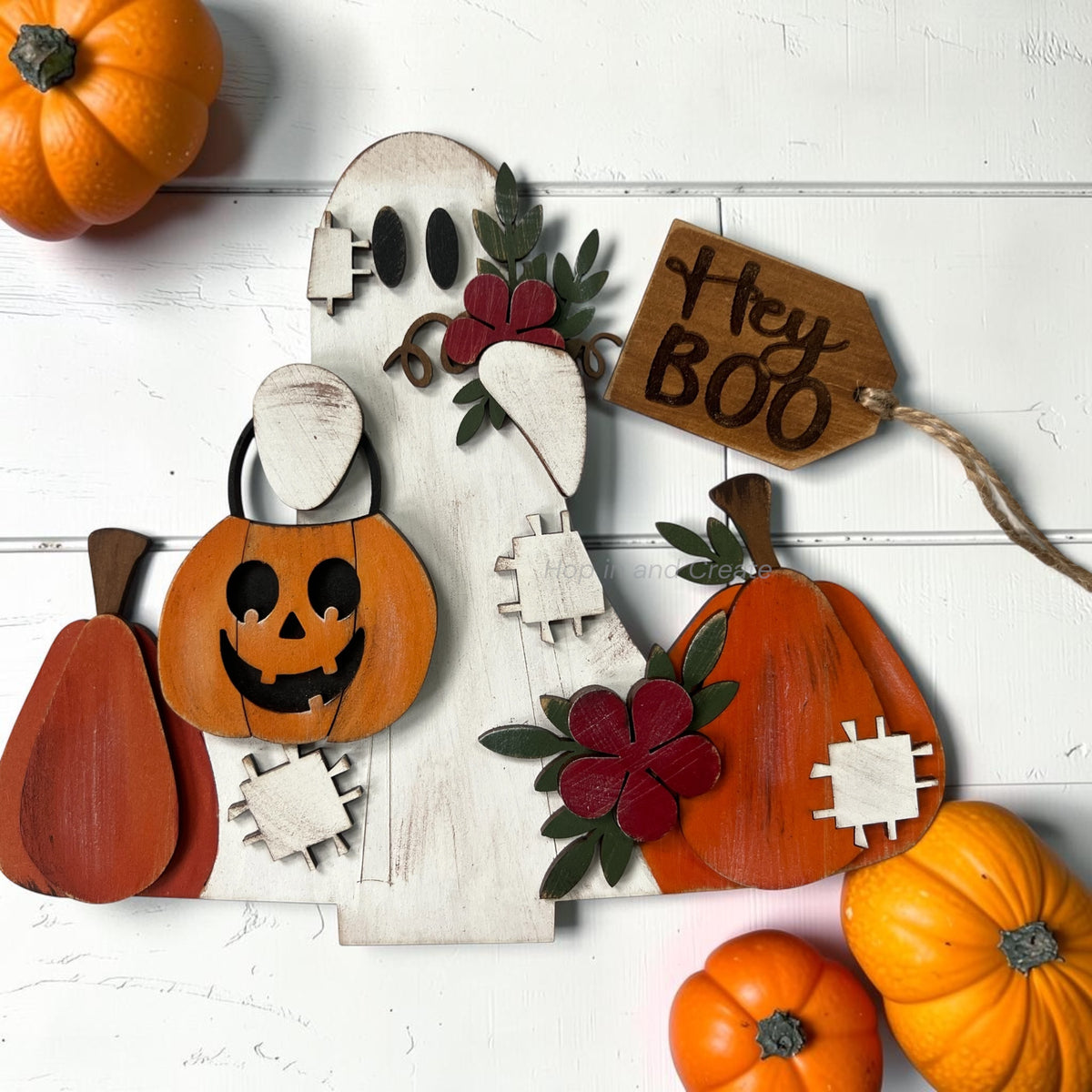 Halloween Hey Boo Ghost Basket Insert – Full Size | Interchangeable Halloween Decor
