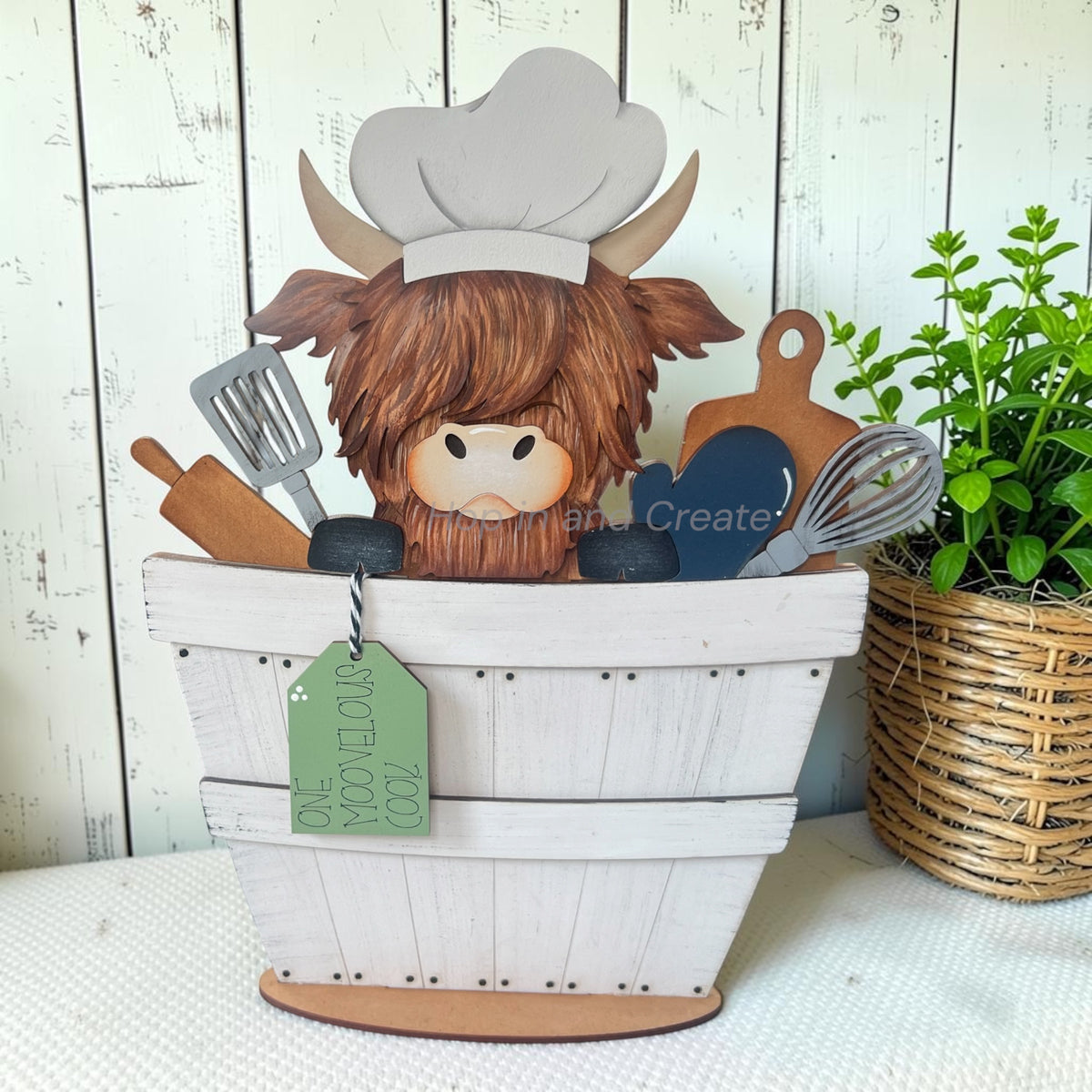 Baking Highland Cow Basket Insert – Full Size | Interchangeable Kitchen Decor