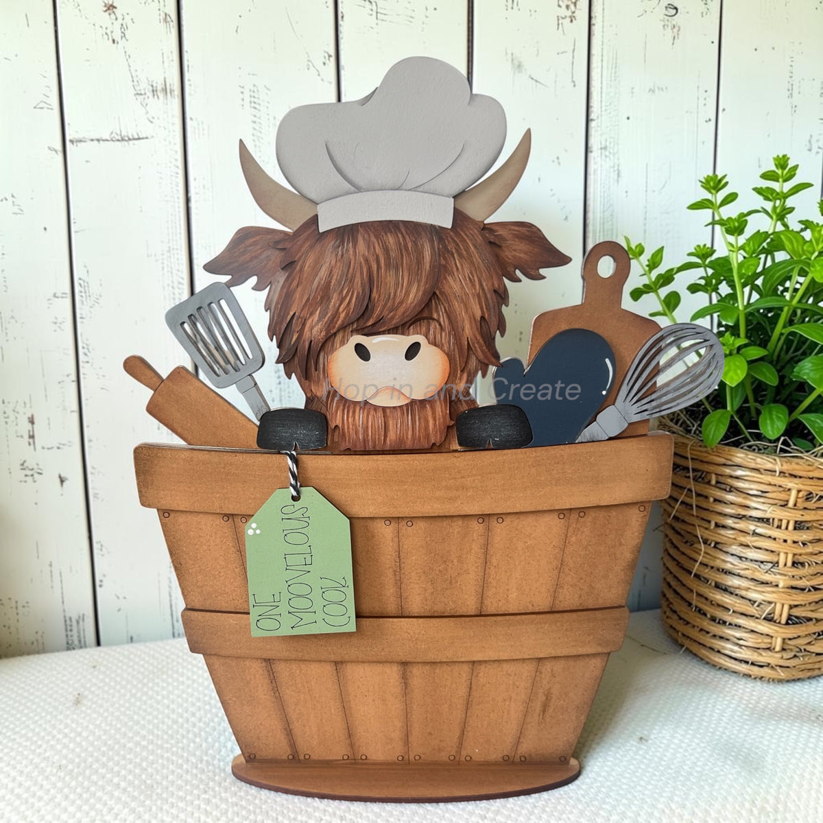 Baking Highland Cow Basket Insert – Full Size | Interchangeable Kitchen Decor