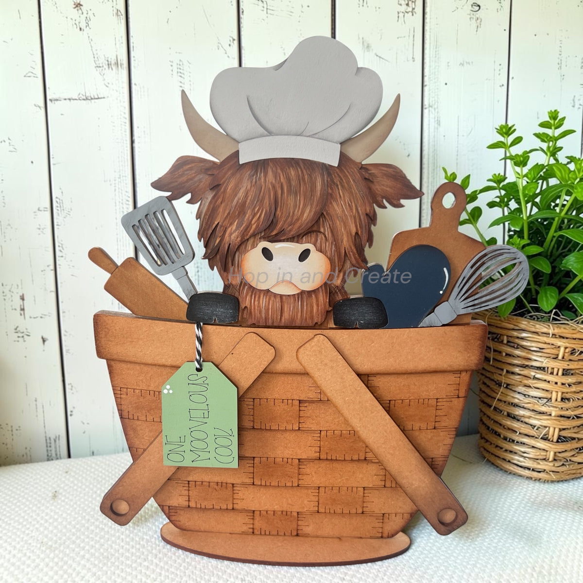 Baking Highland Cow Basket Insert – Full Size | Interchangeable Kitchen Decor