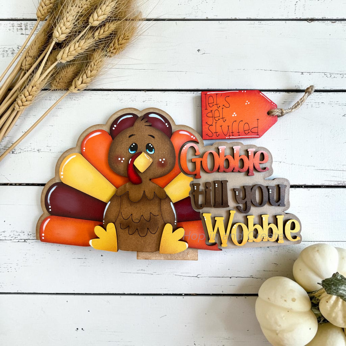 Thanksgiving Gobble Till You Wobble Turkey Basket Insert – Full Size | Interchangeable Thanksgiving Decor
