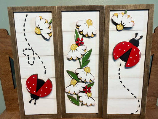 Ladybug Vertical Trio Sign