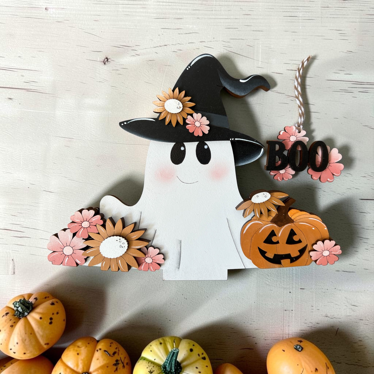 Halloween Floral Ghost Basket Insert – Full Size | Interchangeable Halloween Decor