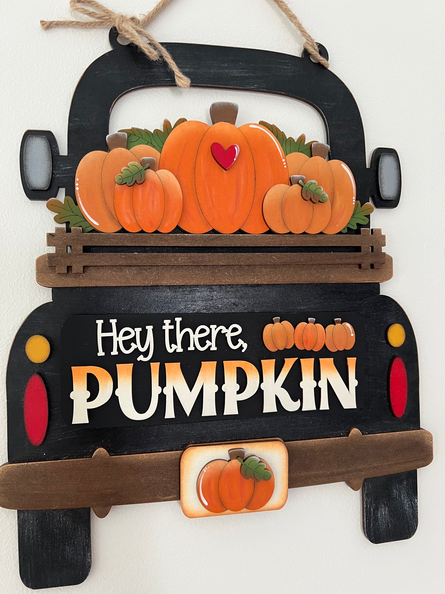 Hey Fall Pumpkin Interchangeable Truck & Cutting Board Hanging Truck | Fall Interchangeable Truck Decor