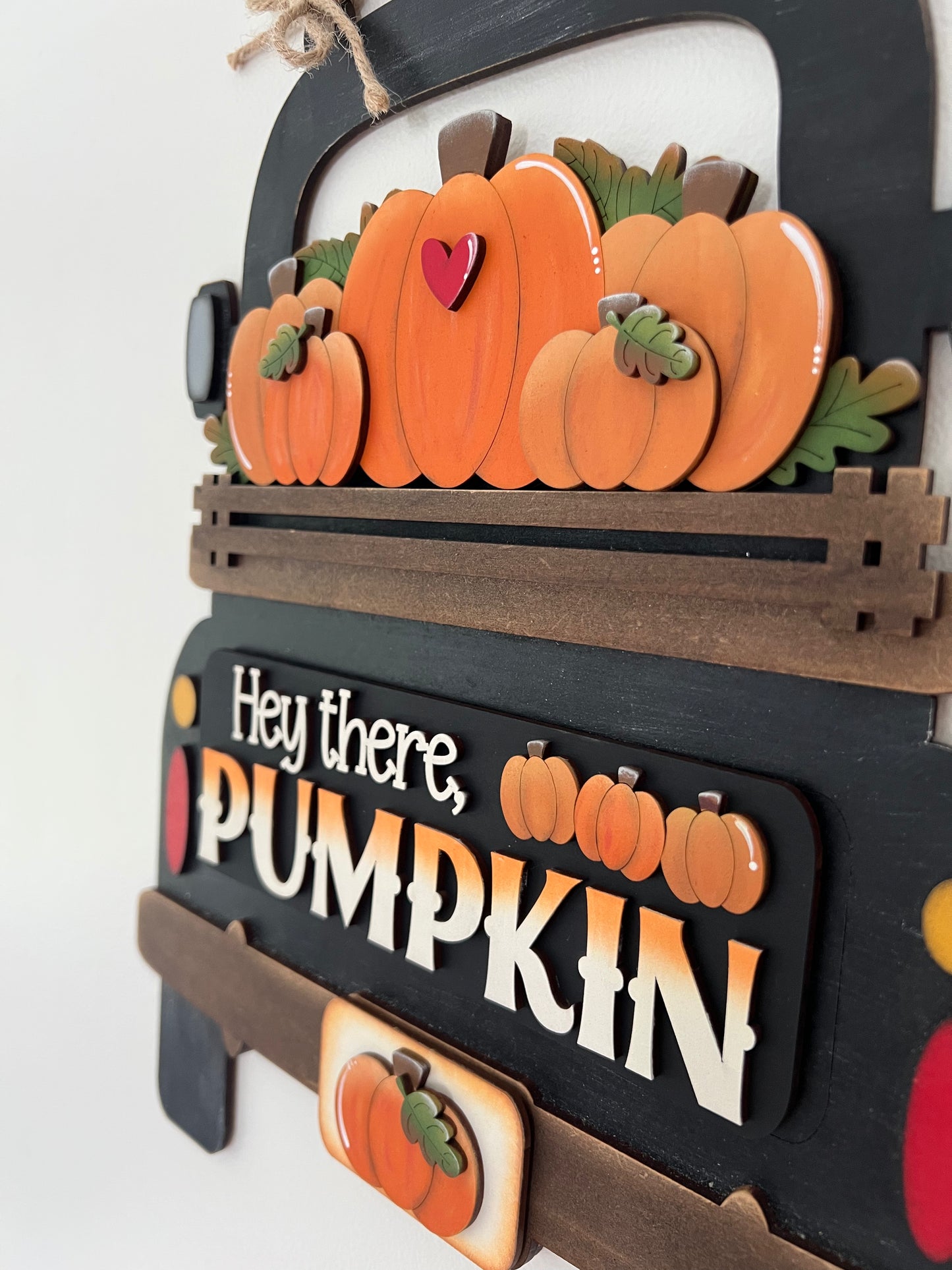 Hey Fall Pumpkin Interchangeable Truck & Cutting Board Hanging Truck | Fall Interchangeable Truck Decor