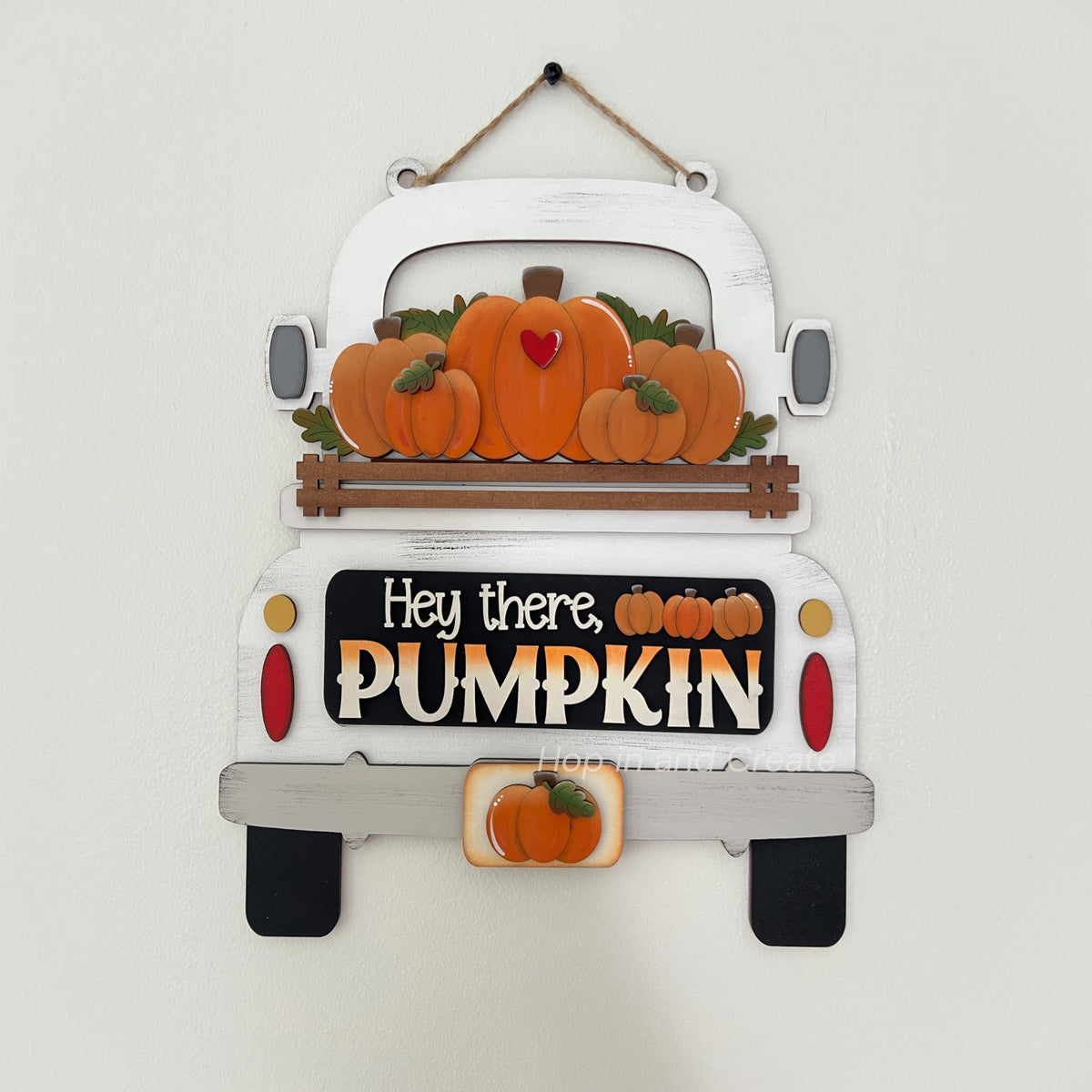 Hey Fall Pumpkin Interchangeable Truck & Cutting Board Hanging Truck | Fall Interchangeable Truck Decor