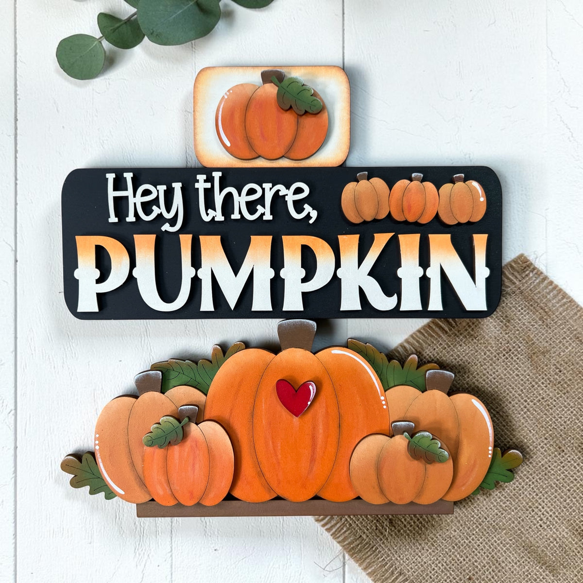 Hey Fall Pumpkin Interchangeable Truck & Cutting Board Hanging Truck | Fall Interchangeable Truck Decor