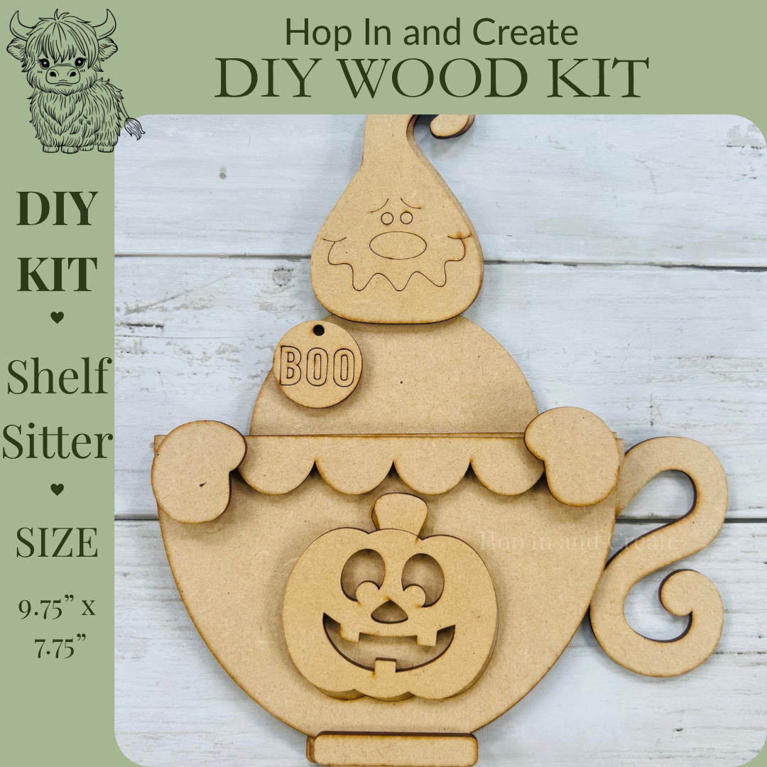 Halloween Ghost Teacup DIY Wood Kit –  Shelf Sitter