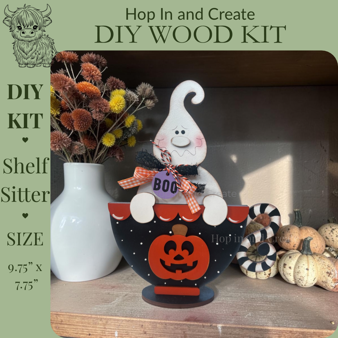 Halloween Ghost Teacup DIY Wood Kit –  Shelf Sitter