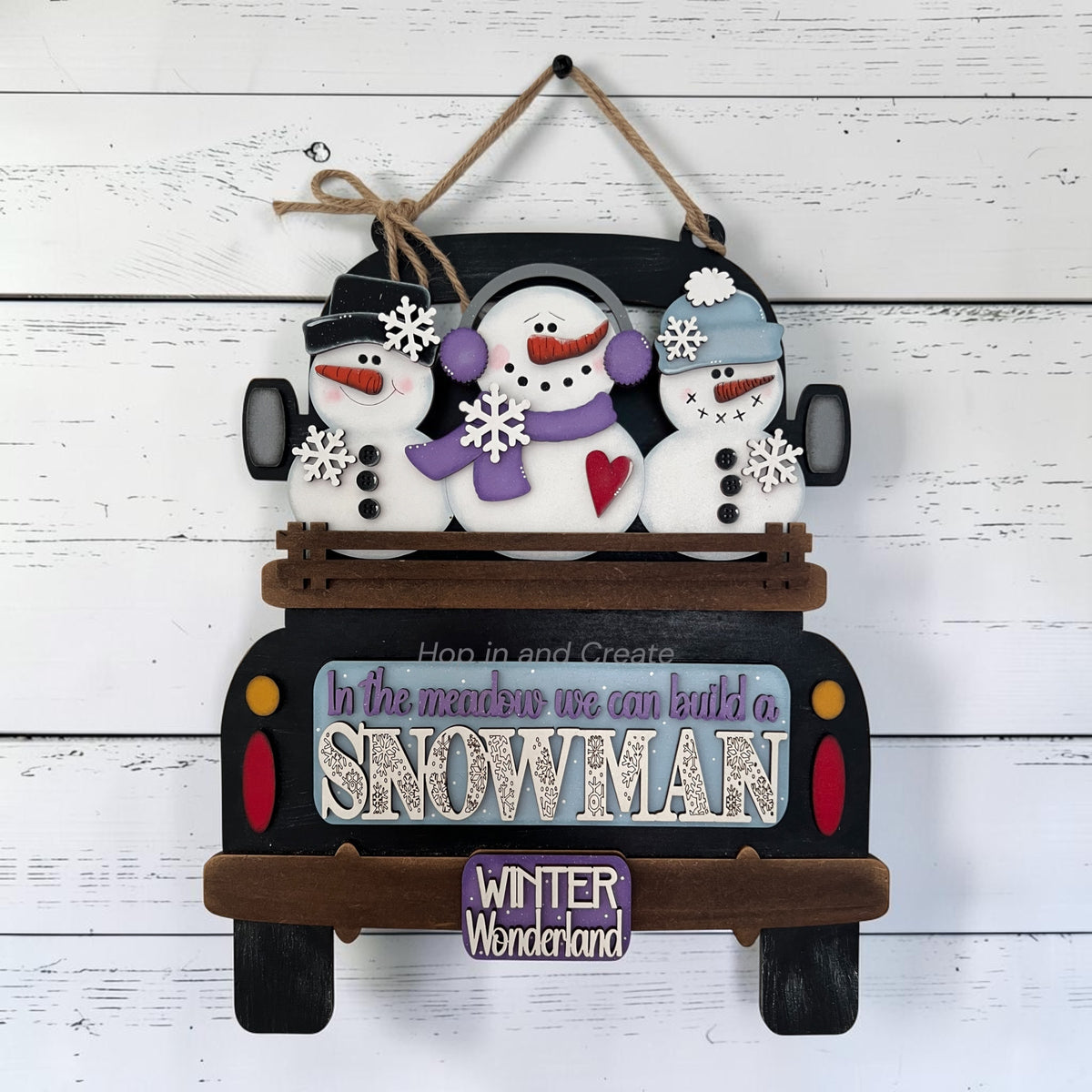 Winter Wonderland Snowman Truck Insert – Hand-Painted Interchangeable Winter Décor