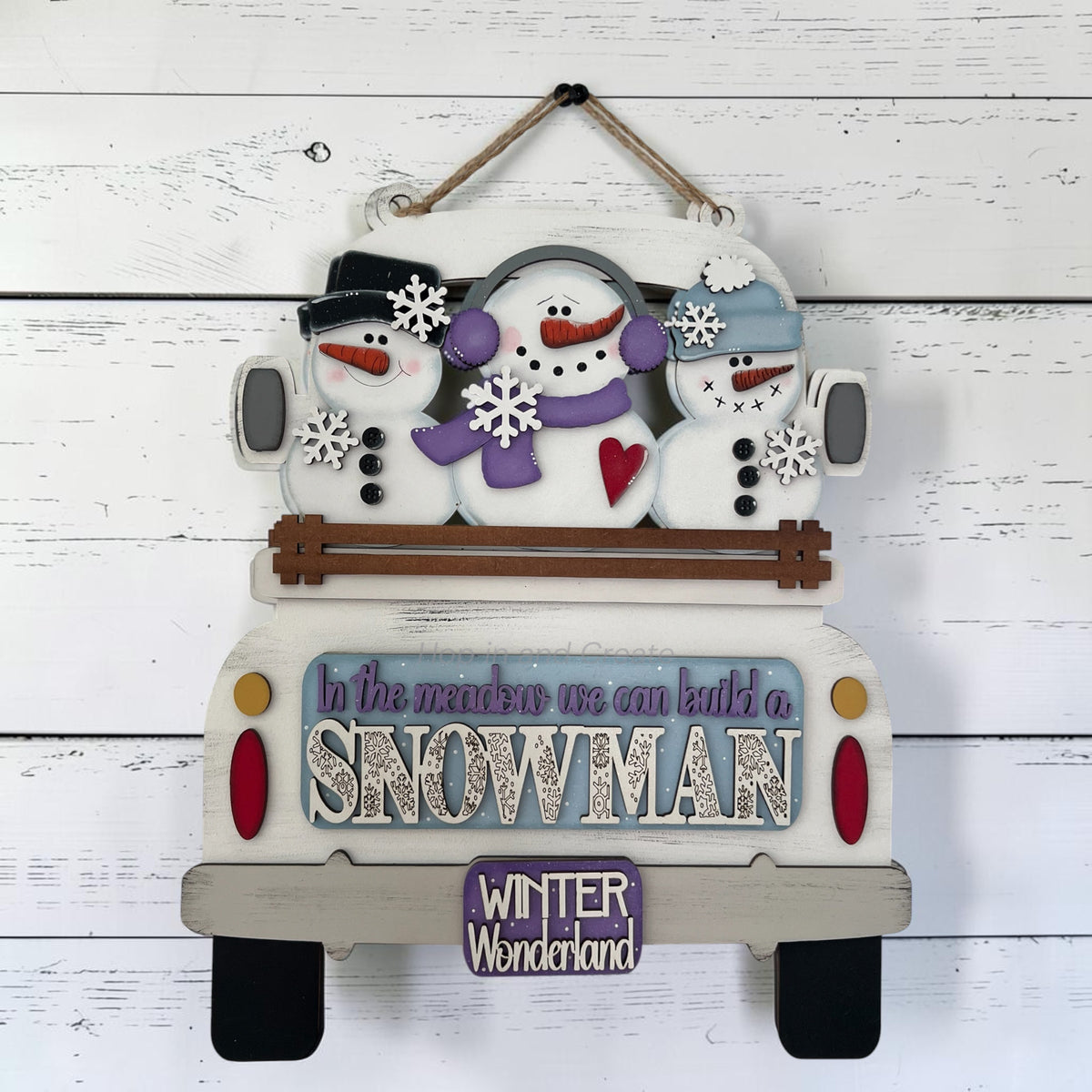 Winter Wonderland Snowman Truck Insert – Hand-Painted Interchangeable Winter Décor