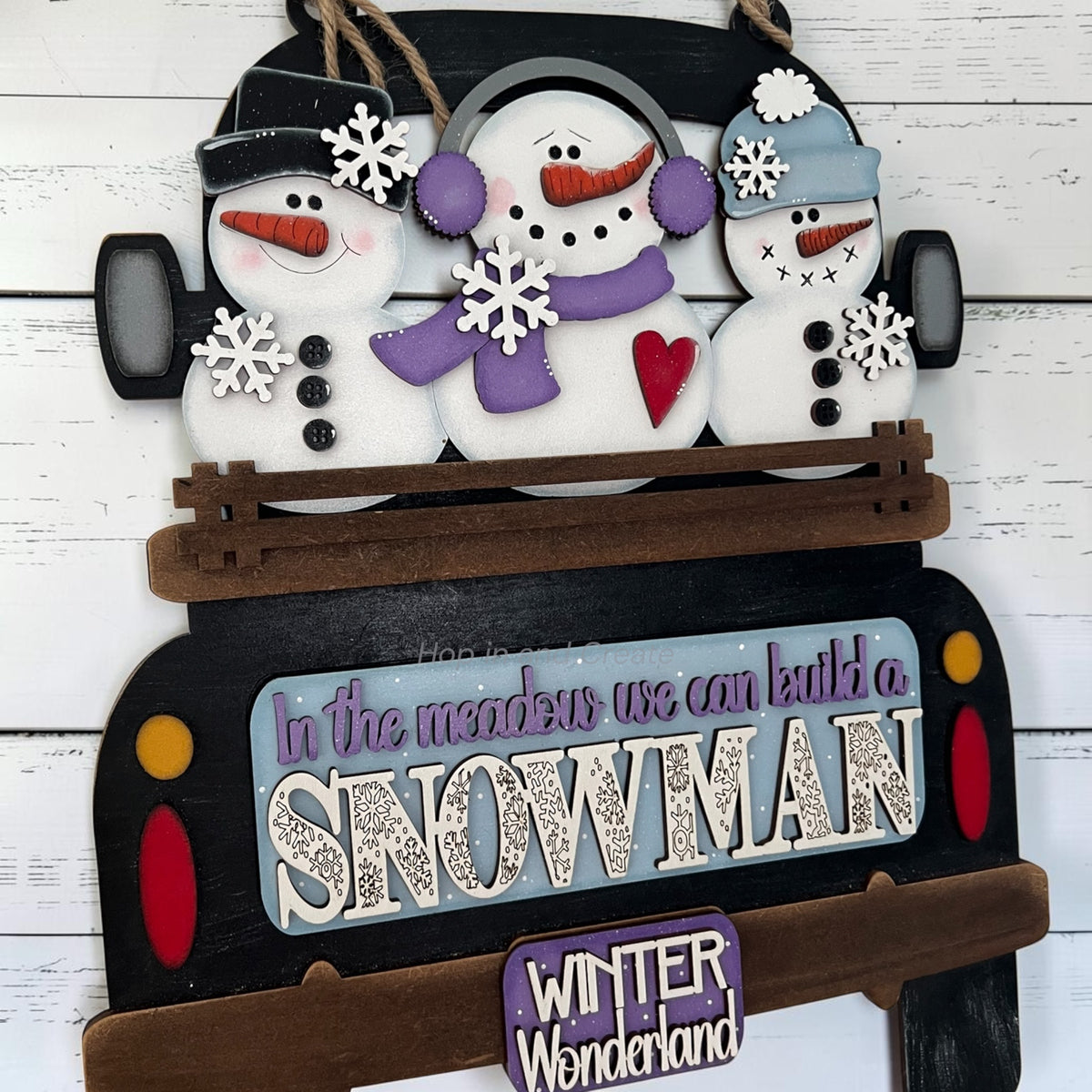 Winter Wonderland Snowman Truck Insert – Hand-Painted Interchangeable Winter Décor