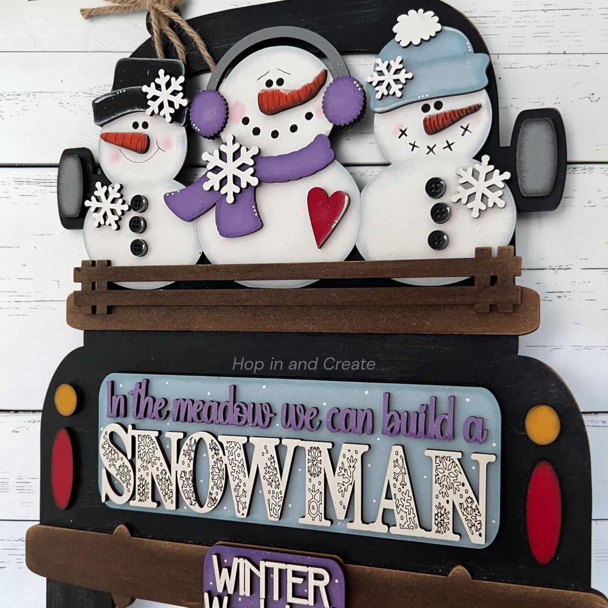 Winter Wonderland Snowman Truck Insert – Hand-Painted Interchangeable Winter Décor