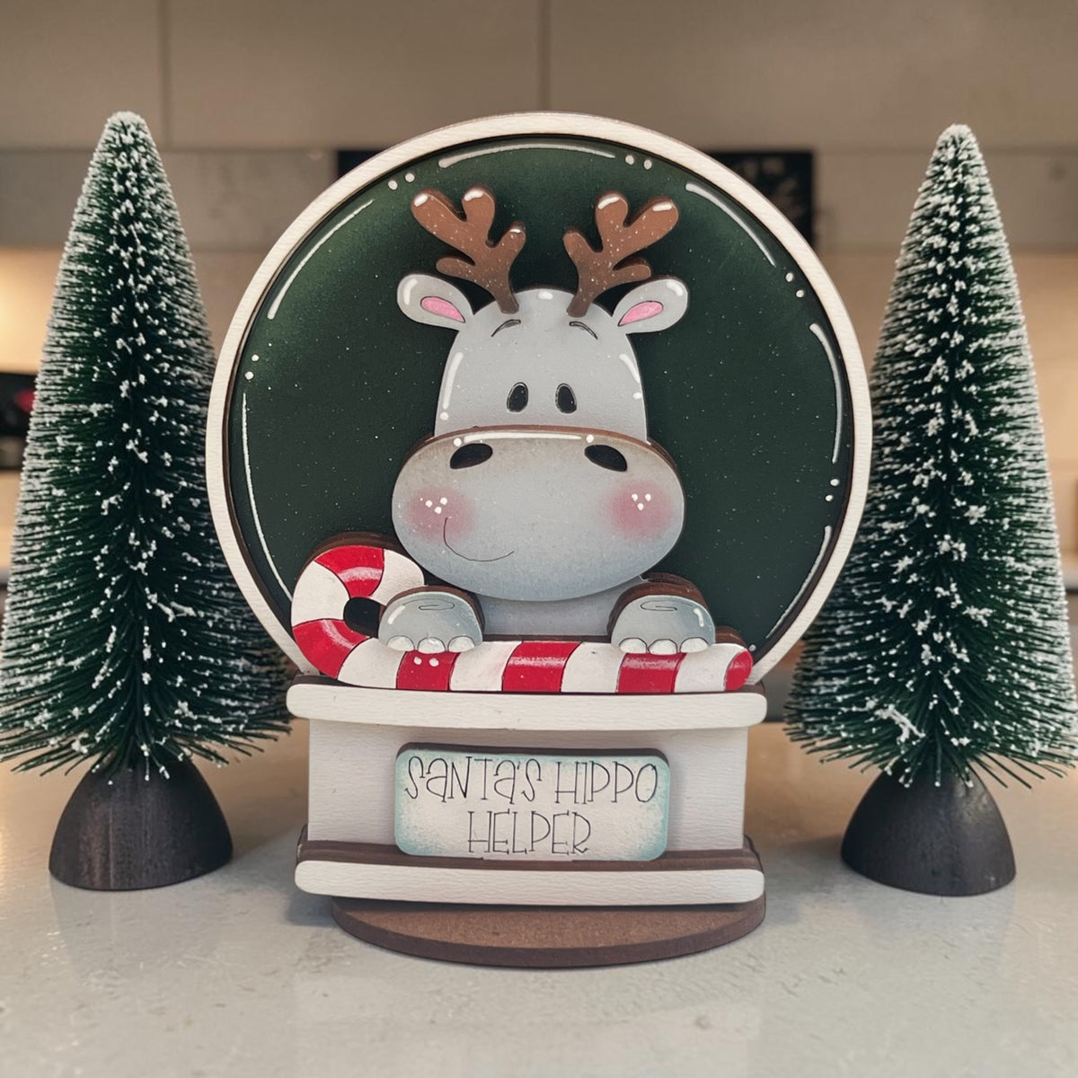 Santa’s Hippo Helper Mini Snow Globe Insert