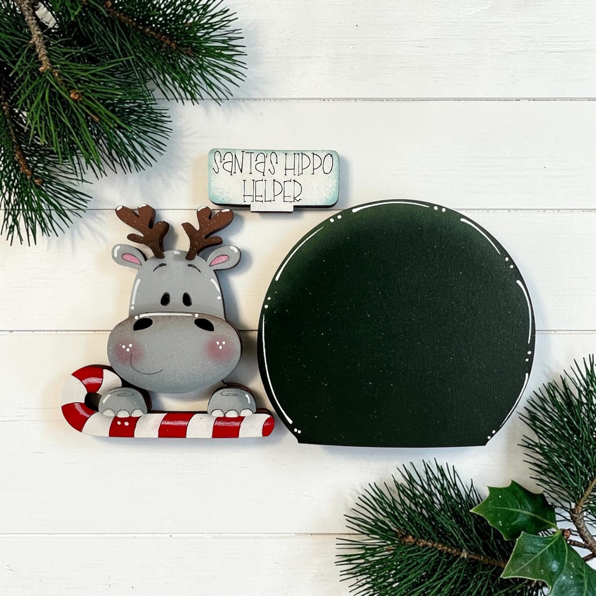 Santa’s Hippo Helper Mini Snow Globe Insert