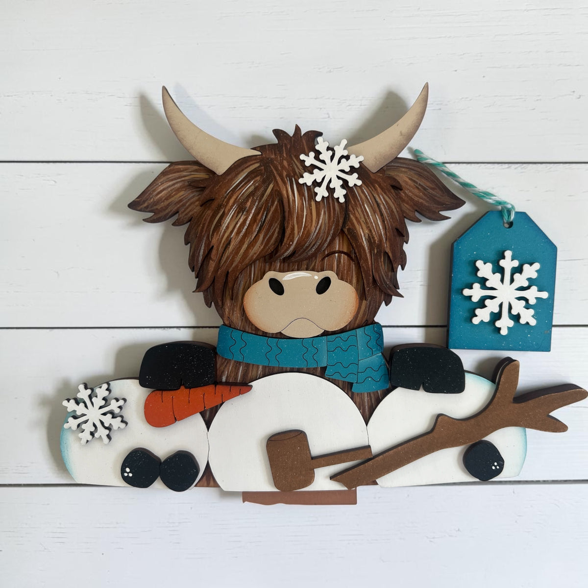 Winter Highland Cow Basket Insert – Full Size | Interchangeable Winter Decor
