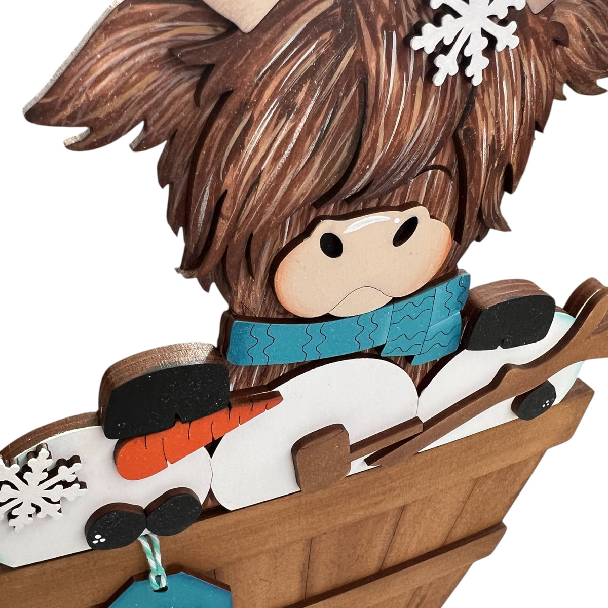 Winter Highland Cow Basket Insert – Full Size | Interchangeable Winter Decor