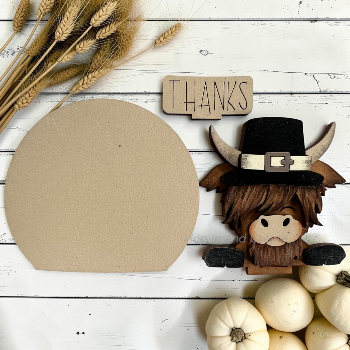 Thanksgiving Highland Cow Mini Snow Globe Insert