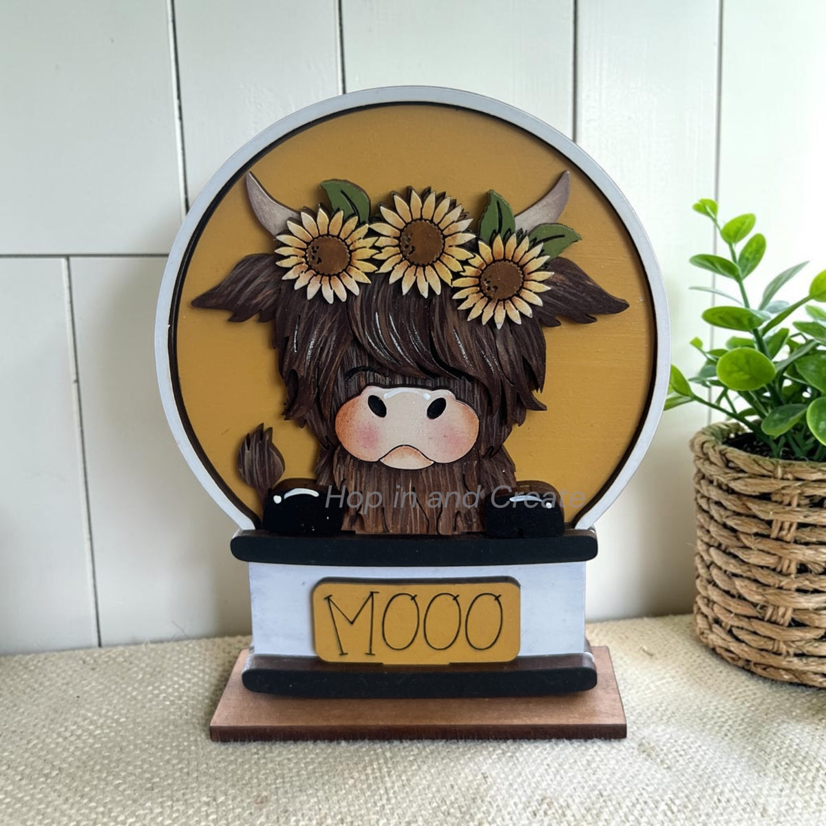 Sunflower Highland Cow Mini Snow Globe Insert