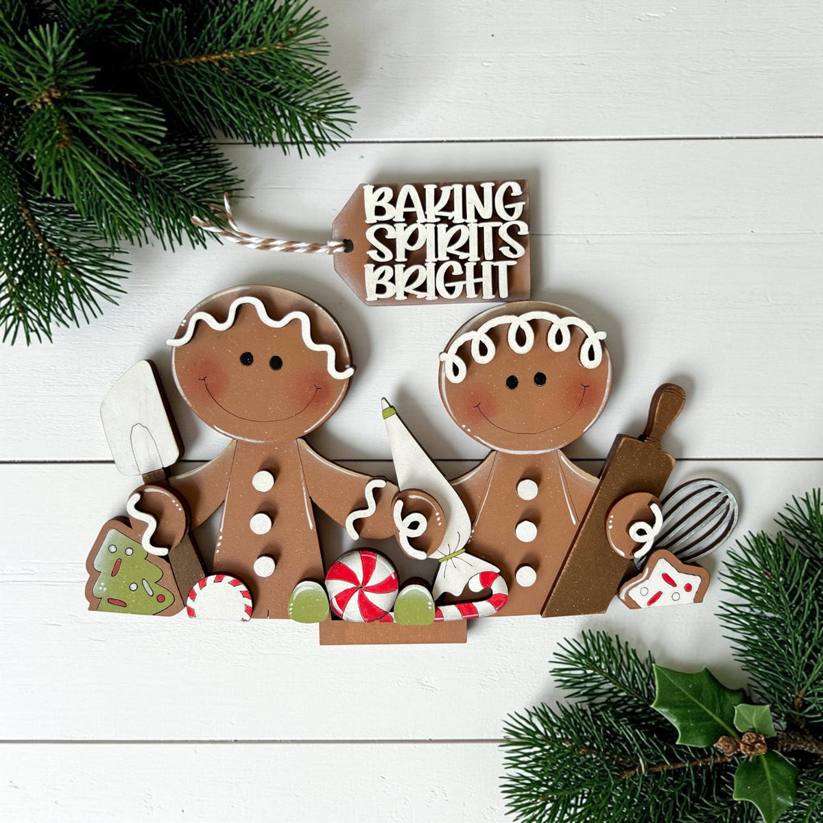 Gingerbread Duo Basket Insert – Full Size | Interchangeable Christmas Decor
