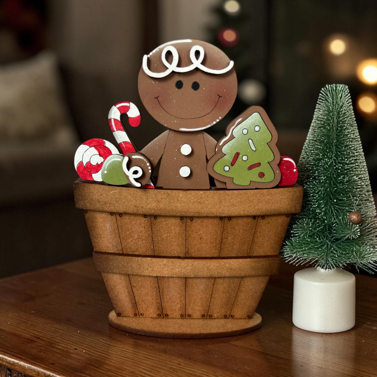 Christmas Gingerbread with Treats Mini Standing Basket Insert