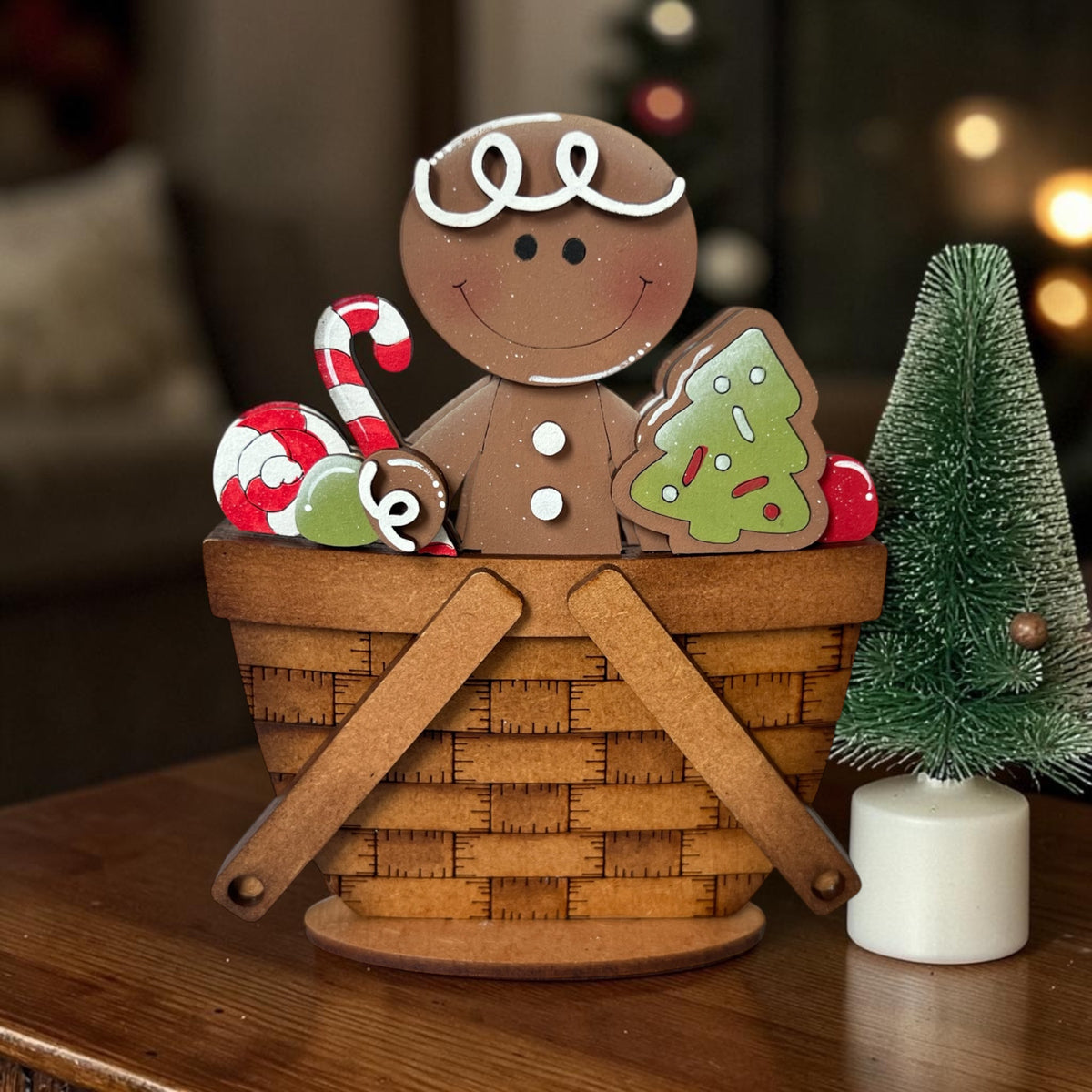 Christmas Gingerbread with Treats Mini Standing Basket Insert