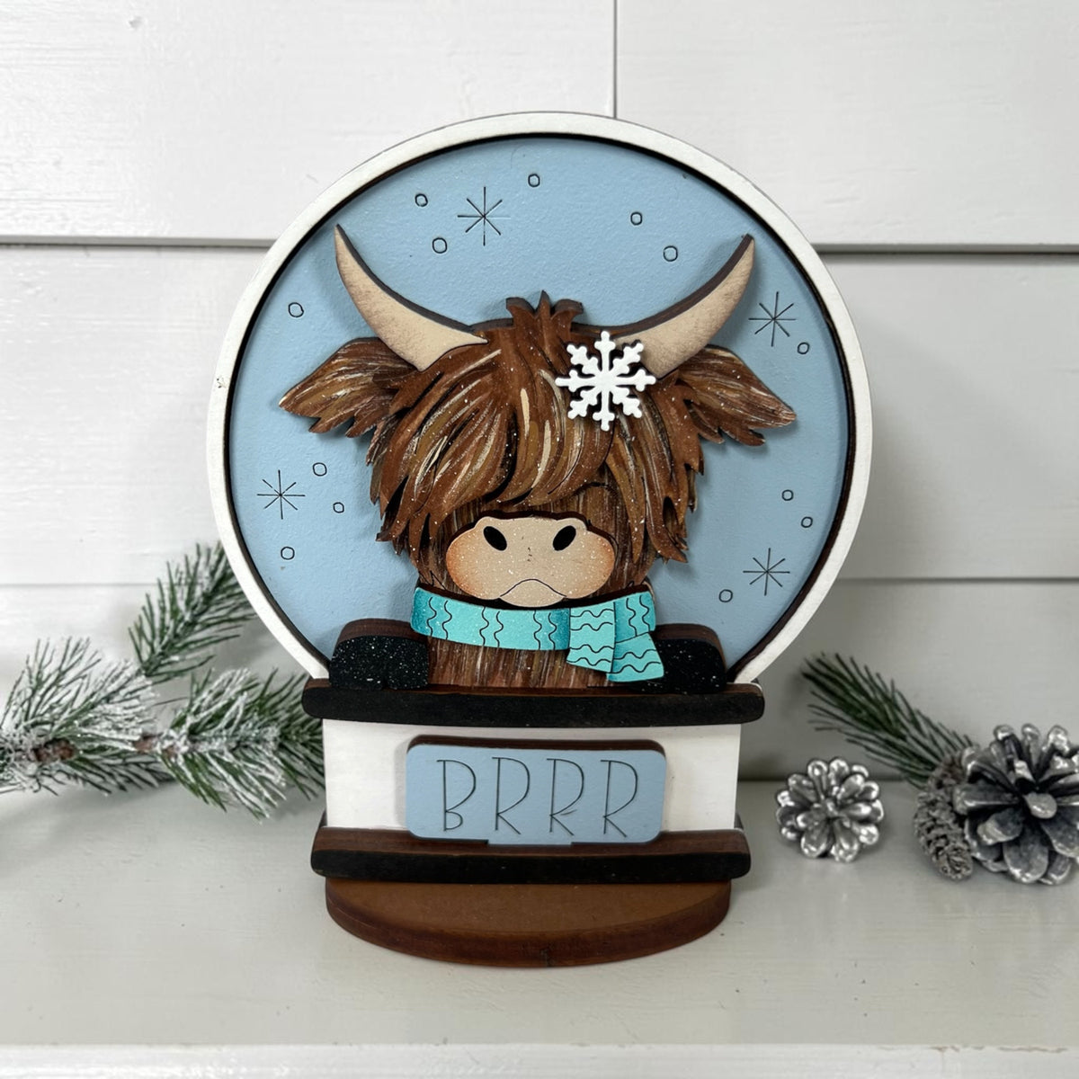 Winter Highland Cow Mini Snow Globe Insert