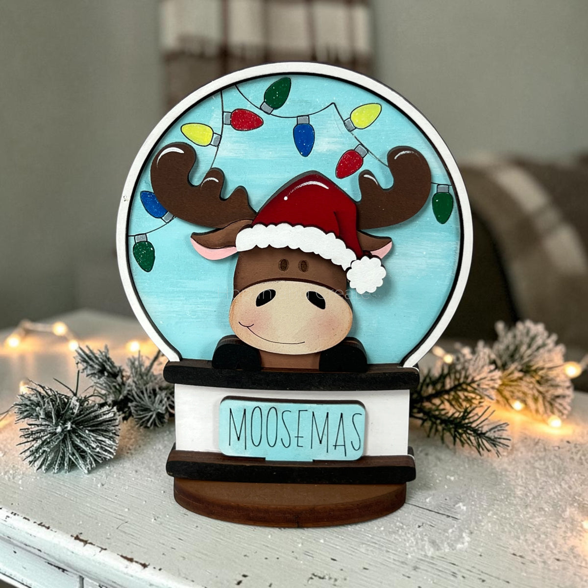 Christmas Moose Mini Snow Globe Insert
