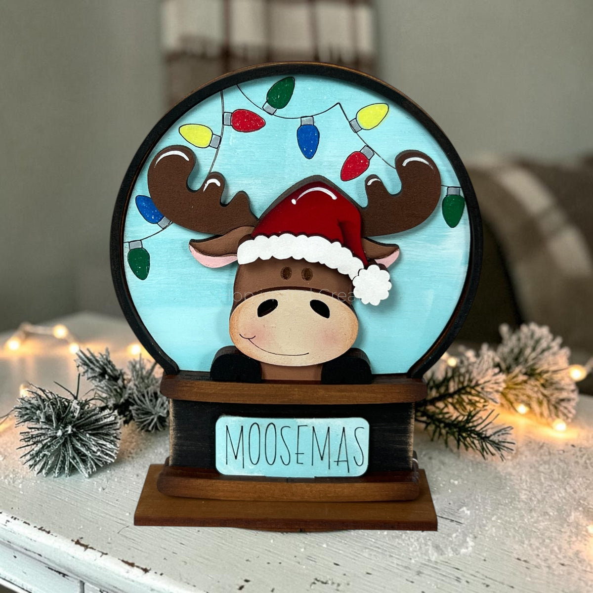 Christmas Moose Mini Snow Globe Insert