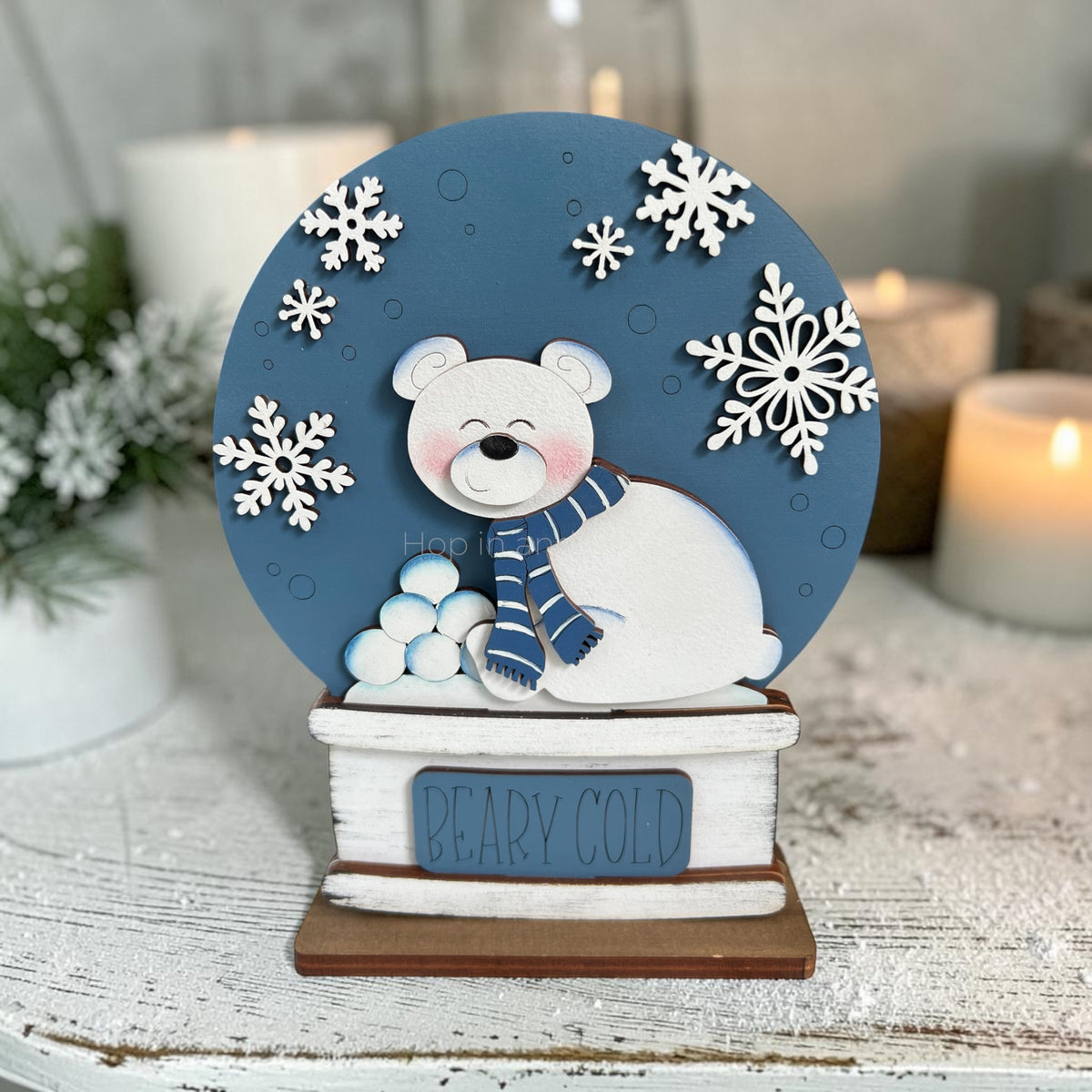 Polar Bear Winter Easel Globe Insert