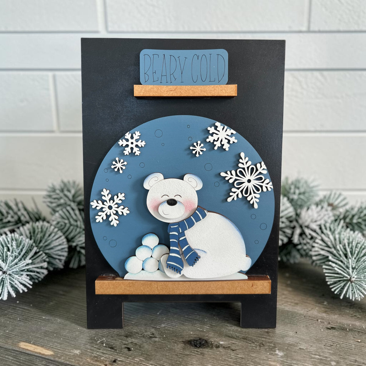 Polar Bear Winter Easel Globe Insert