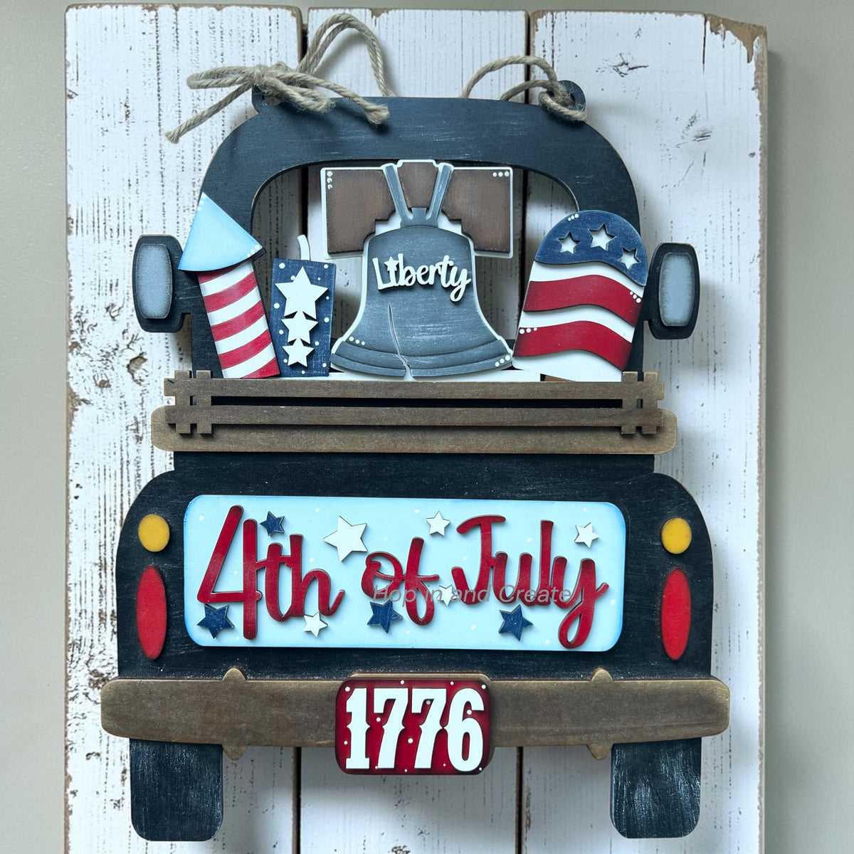 4th of July Liberty Bell Hanging Truck Insert – Patriotic Interchangeable Décor