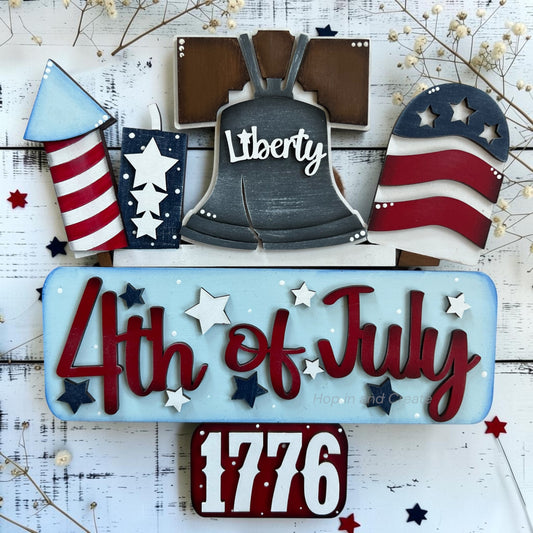 4th of July Liberty Bell Hanging Truck Insert – Patriotic Interchangeable Décor
