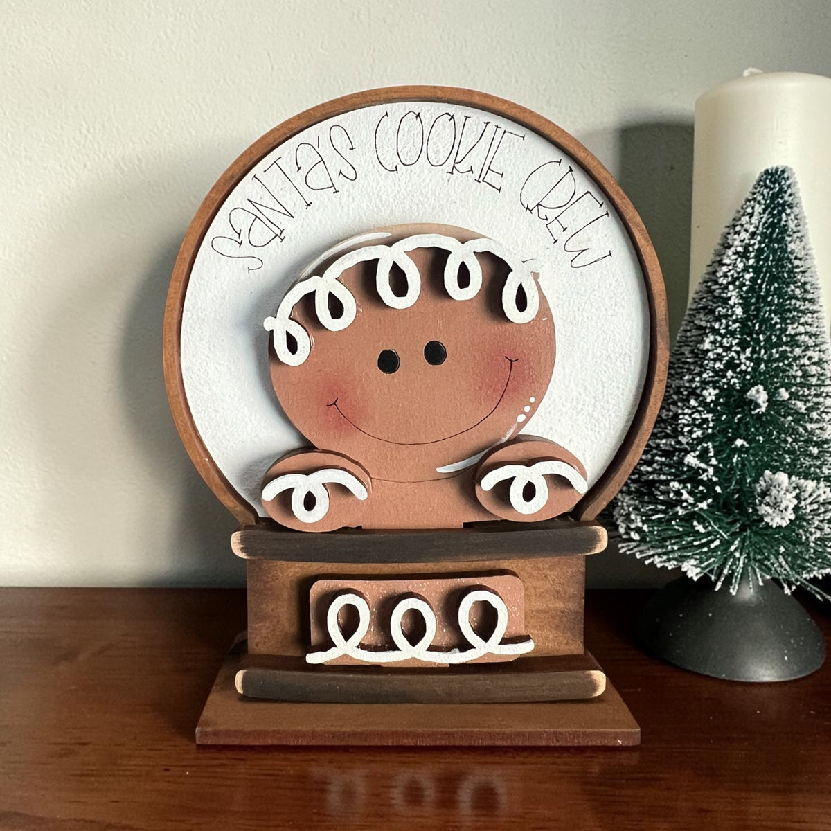 Gingerbread Santa Cookie Crew Mini Snow Globe