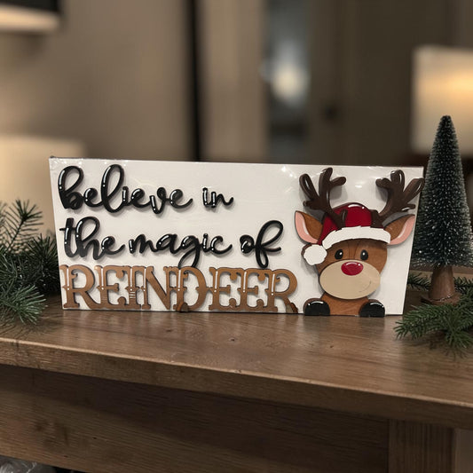 Believe in the Magic of Reindeer Shelf Sitter – Christmas Décor