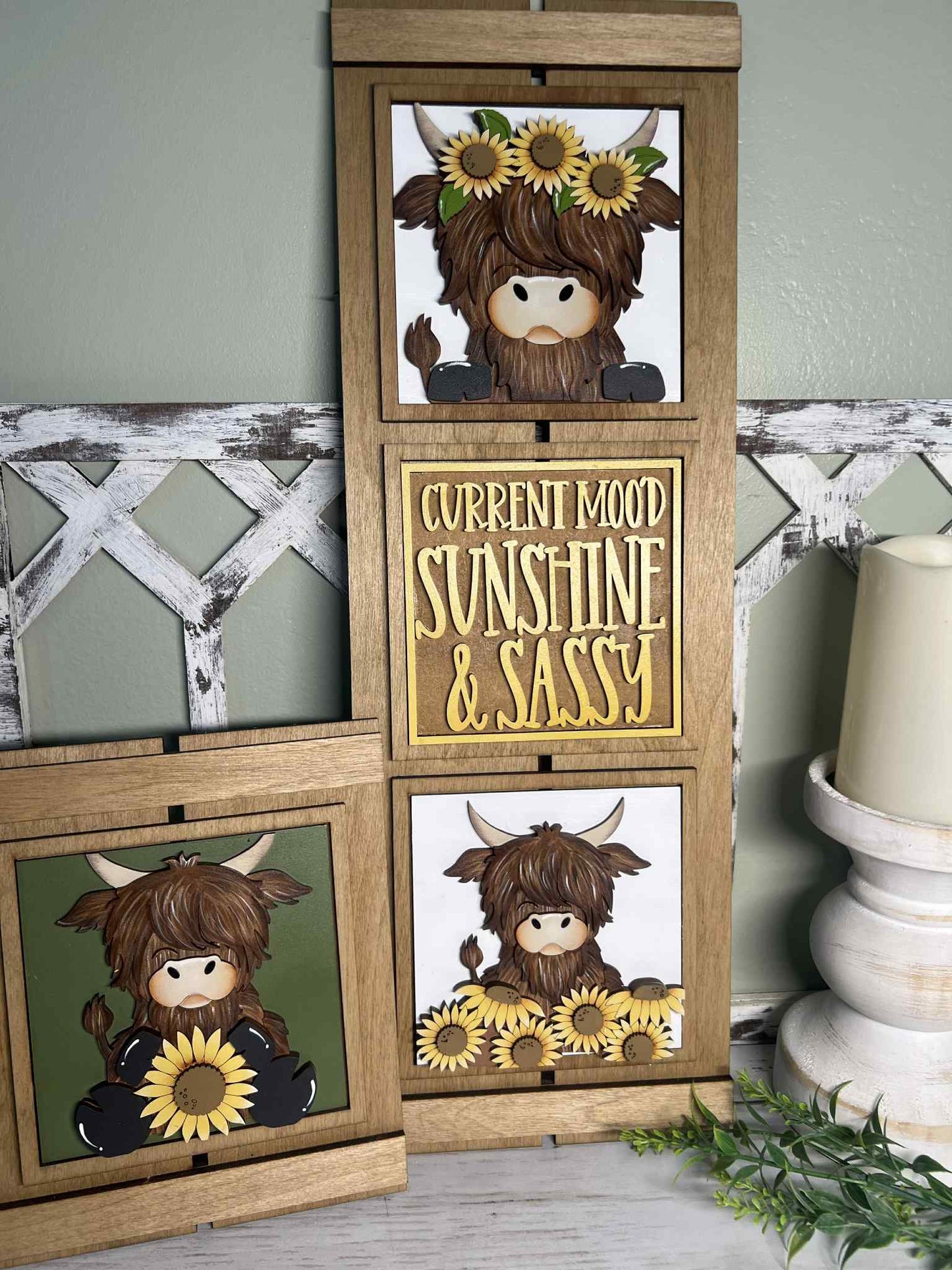 Sunflower Highland Cow Tiles