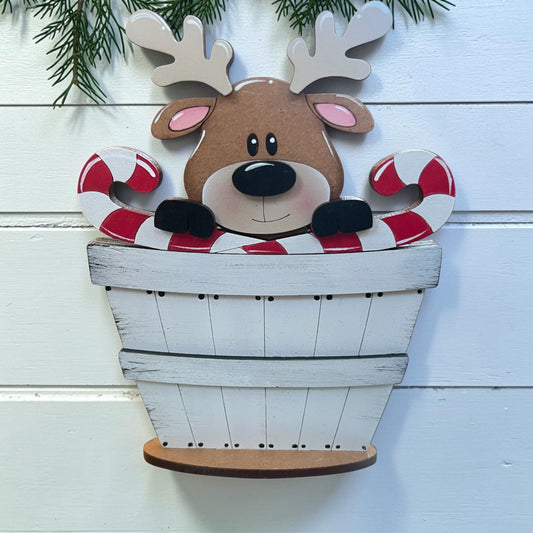Christmas Reindeer and Candy Cane Mini Basket Insert