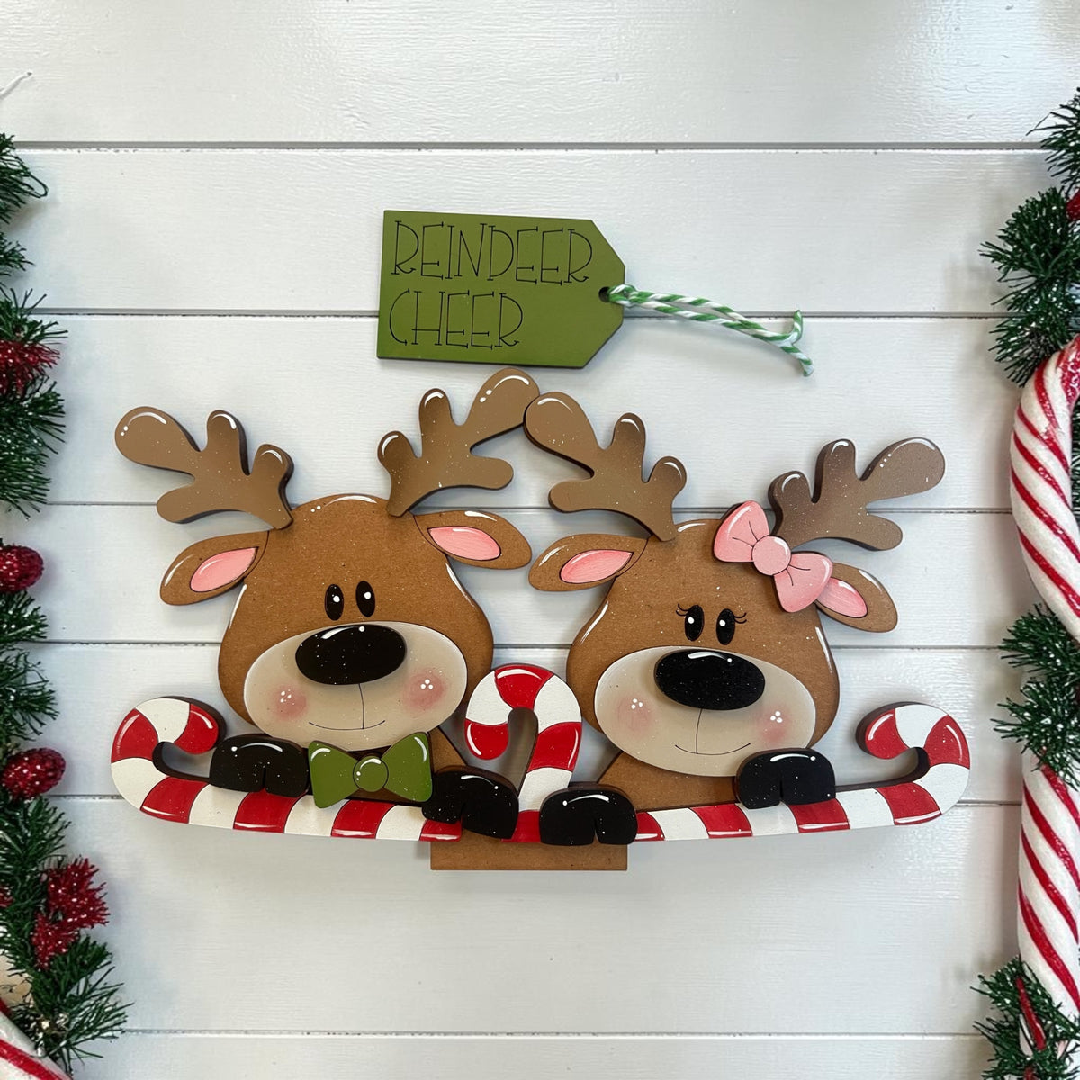 Cute Duo Reindeer Basket Insert – Full Size | Interchangeable Christmas Decor
