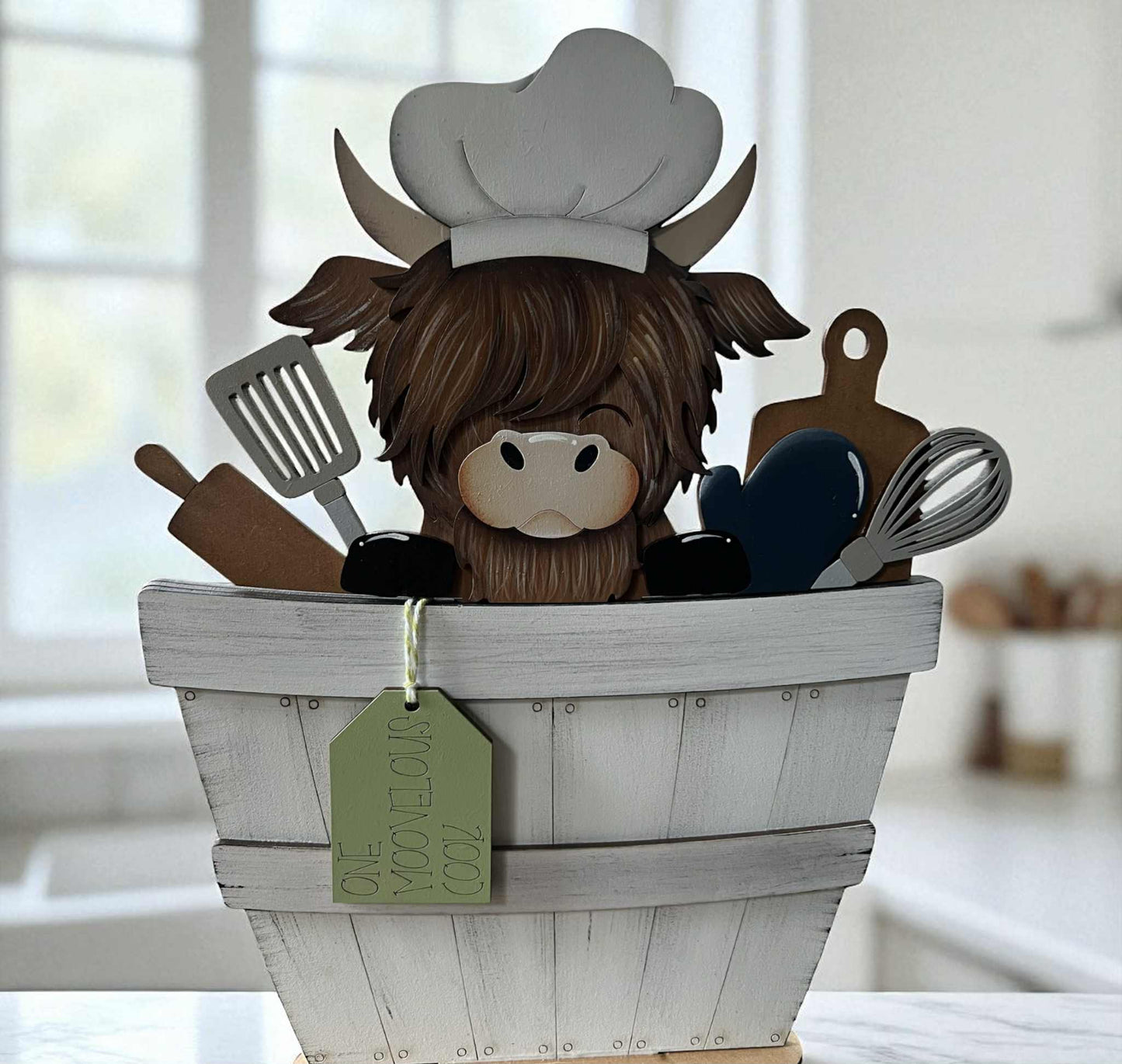 Baking Highland Cow Basket Insert – Full Size | Interchangeable Kitchen Decor