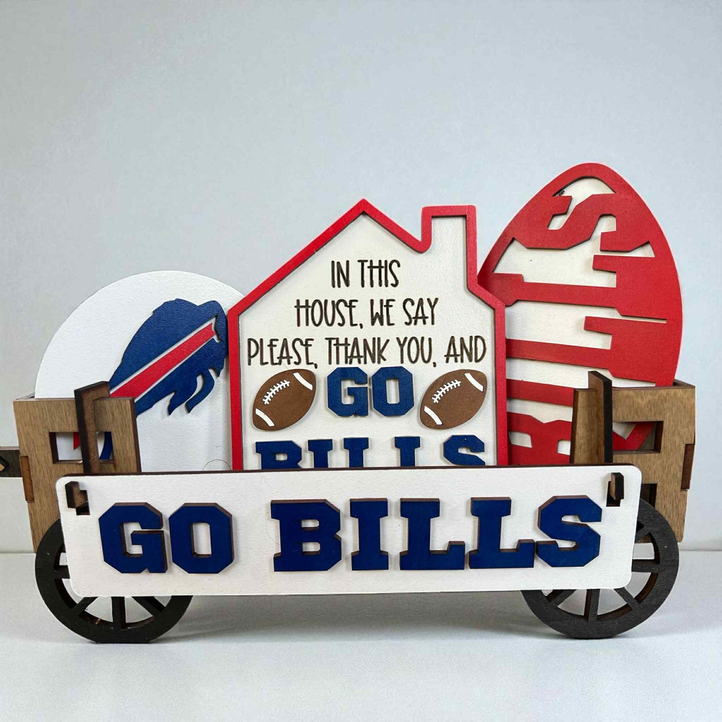 Buffalo Bills Football Wagon Insert | Interchangeable Wagon Decor | Buffalo Football Home Decor