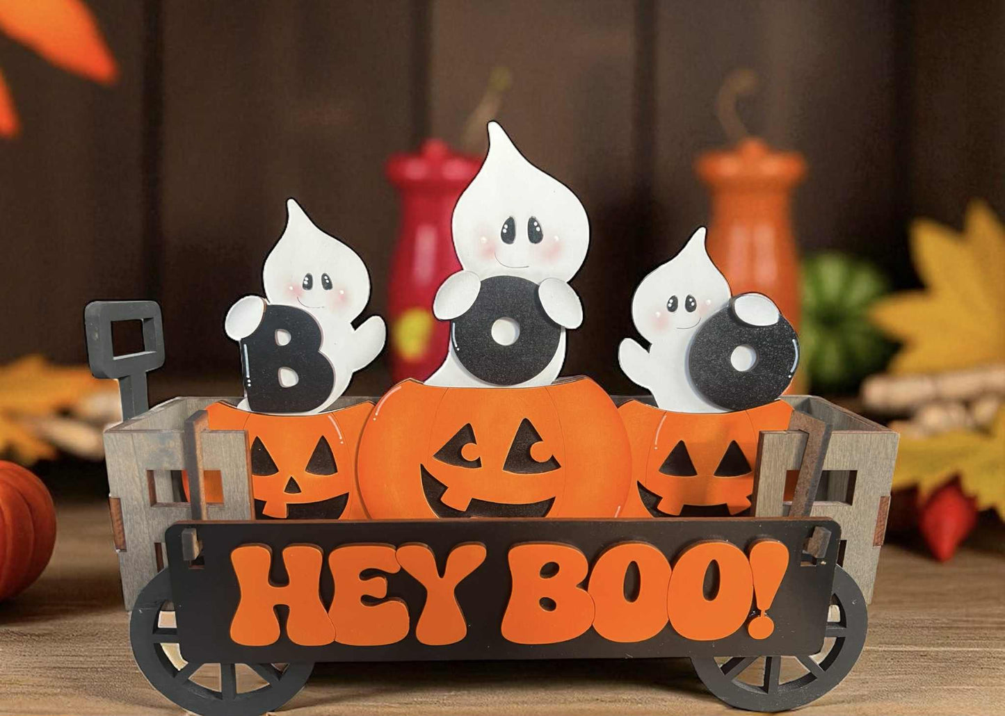 Halloween Ghosts (holding Boo in pumpkins) Crate