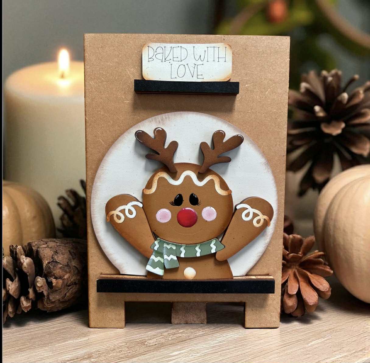 Christmas Gingerbread Reindeer Easel Insert